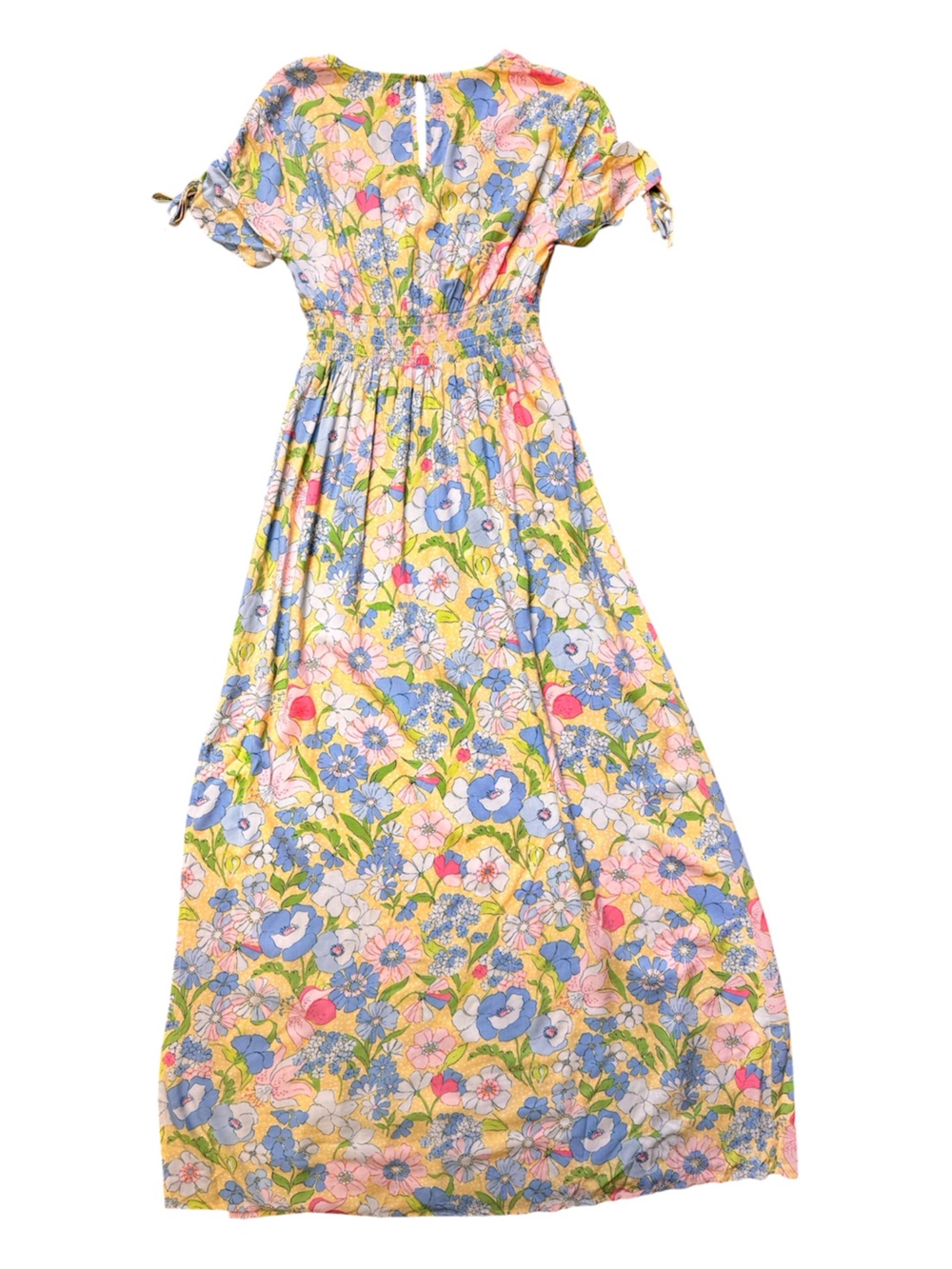 Bar III Floral Maxi Dress XS Smocked Waist Side Slit Boho Summer V-Neck - Picture 3 of 6